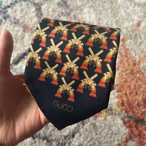 GUCCI Crossing Pistol Guns Men’s Silk Tie